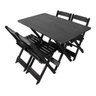 Mesa de Jantar Madeira Maciça Dobravel Premium 120x70 4 Cadeiras - Preto - 1