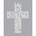 Ver imagem 1 de Pai Nosso Cruz 60x43cm LETTERING em Madeira Mdf Aplique de Parede - Branco - Preto