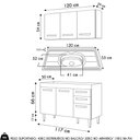 Ver imagem 4 de Armário Aéreo Honduras e Balcão Gabinete com Pia 120cm Suécia Cinza - Lumil