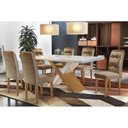 Ver imagem 1 de Conjunto: Mesa Sala Jantar Imperatriz C/ Tampo Madeirado Canto Reto 180cm + 6 Cadeiras Imperatriz