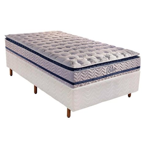 Cama Box Solteiro: Colchão Molas Ensacadas Paropas MasterPocket Blue + Base CRC Rústico White(88x188