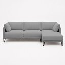 Ver imagem 5 de Sofá Sala de Estar Atena Chaise Direito Pés de Ferro 284cm 5 Lugares Bouclê Cinza M1 - Monari Design