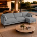 Ver imagem 3 de Sofá Sala de Estar Atena Chaise Direito Pés de Ferro 284cm 5 Lugares Bouclê Cinza M1 - Monari Design