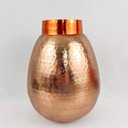 Ver imagem 2 de Vaso Cobre De Metal 35x28cm Decorativo Martelado Redondo