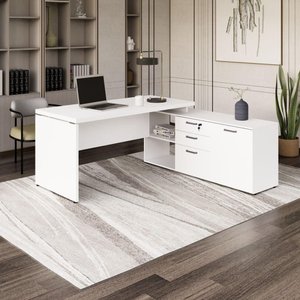Mesa P/ Escritório em L 1,90m Web40 C/ Armário Branco/branco
