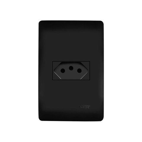 Tomada Fame Habitat Black 2p+t 10a com Placa 4x2 Preta