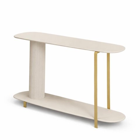 Aparador Decorativo Litch Mdp/mdf Base Canelada Pés em Metal Offwhite G77 - Gran Belo
