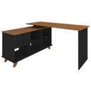 Ver imagem 1 de Mesa Escrivaninha em L 2 Gavetas e Nichos Golden A06 Freijó/preto - Mpozenato