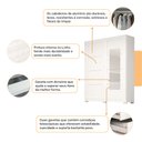 Ver imagem 3 de Guarda Roupa Solteiro com Espelho 2 Portas de Correr Acp Móveis Branco - 100% Mdf