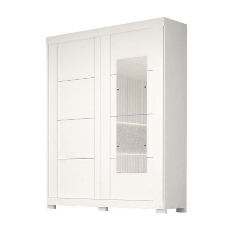 Guarda Roupa Solteiro com Espelho 2 Portas de Correr Acp Móveis Branco - 100% Mdf