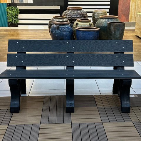 Banco para Jardim com Encosto para Áreas Externas Madeira Ecológica 290cm Cinza/Escuro