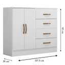 Ver imagem 3 de Cômoda Sapateira para Quarto 2 Portas 4 Gavetas Lisa Branco