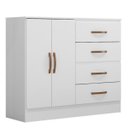 Ver imagem 1 de Cômoda Sapateira para Quarto 2 Portas 4 Gavetas Lisa Branco