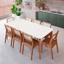 Ver imagem 2 de Mesa de Jantar Ficus 2,10 com 8 Cadeiras Bella Tampo Madeira Estilo Luxo Madeira/off White/kaki