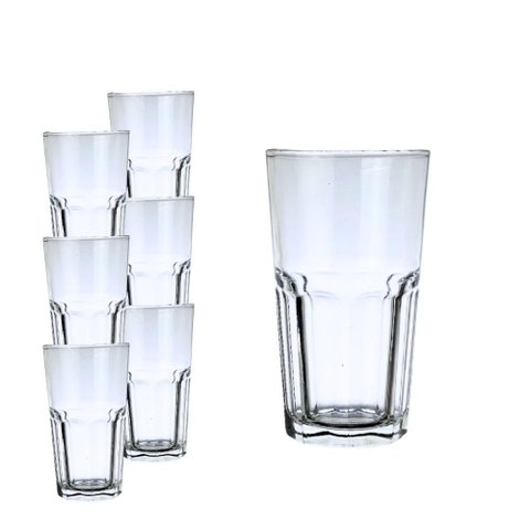 Kit 4 Copos de Água/suco 400ml Resistente Bar Restaurante Vidro Alto Canelado Gibraltar Lotusglass