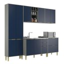 Ver imagem 1 de Cozinha Compacta Domus 10 Portas 5 Gavetas Silver/royal - Hecol Móveis