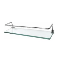 Porta Shampoo Luxo 40 cm Reto Alumínio Base Vidro 8 Mm - 1