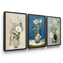 Ver imagem 1 de Quadros Decorativos Trio Kit 3 Flores Sala Escritório Moldura