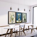 Ver imagem 2 de Quadros Decorativos Trio Kit 3 Flores Sala Escritório Moldura
