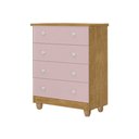 Ver imagem 2 de Cômoda Lara 4 Gavetas MDF Nature Rose Infantil Organizador Quarto Menina Criança Moderno Compacta