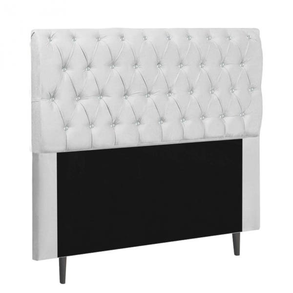 Cabeceira Estofada Maria 100CM Solteiro Strass Suede Branco - D A DECOR - 3