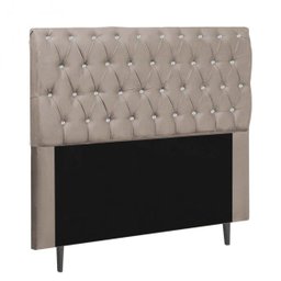 Cabeceira Estofada Maria 160CM Queen Strass Courino Bege - D A DECOR - 3