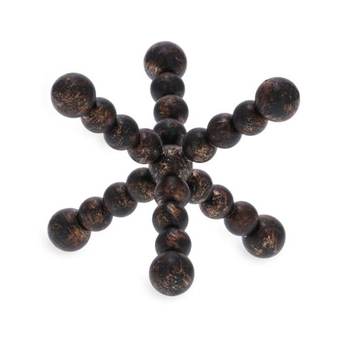 Escultura Esferas em Metal Preto e Dourado Mart 11cm
