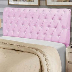 Cabeceira Estofada Alice 195CM King Strass Courino Rosa - D A DECOR - 1