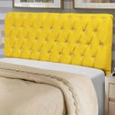 Ver imagem 1 de Cabeceira Estofada Alice 160CM Queen Strass Courino Amarelo - D A DECOR