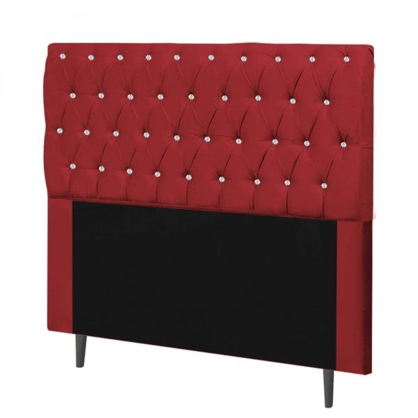 Cabeceira Estofada Alice 195CM King Strass Courino Vermelho - D A DECOR - 2