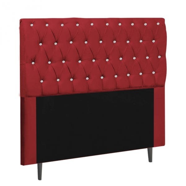 Cabeceira Estofada Alice 195CM King Strass Courino Vermelho - D A DECOR - 3