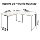 Ver imagem 4 de Mesa de Canto Industrial em L para Escritório 120x90cm Pés de Ferro - Branco