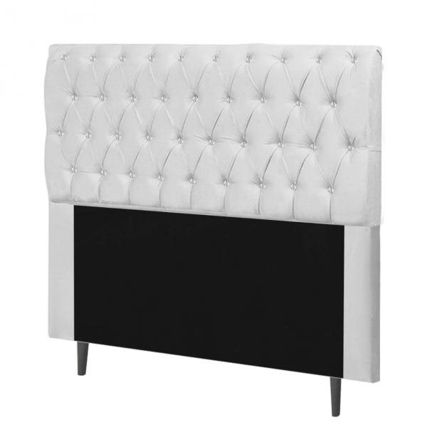 Cabeceira Estofada Alice 140CM Casal Strass Courino Branco - D A DECOR - 2