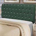 Ver imagem 1 de Cabeceira Estofada Alice 100CM Solteiro Strass Suede Verde - D A DECOR
