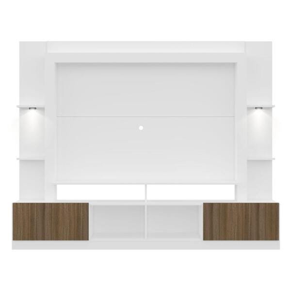 Rack Estante TV 65 Polegadas com Leds Berlim Multimóveis Branco/Madeirado - 6