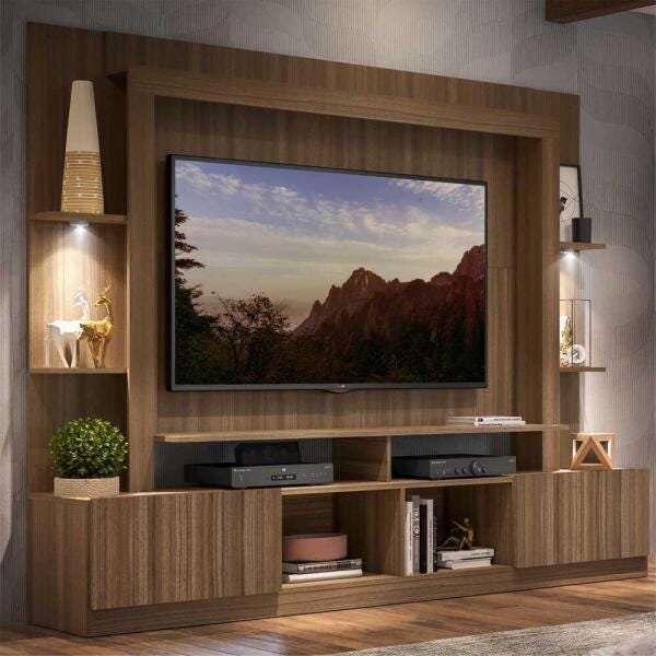 Rack Estante TV 65 Polegadas com Leds Berlim Multimóveis Madeirado - 1