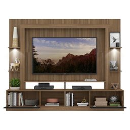 Rack Estante para TV até 65 Polegadas com Leds Berlim Multimóveis Madeirado/Preto - 5