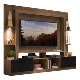 Rack Estante para TV até 65 Polegadas com Leds Berlim Multimóveis Madeirado/Preto - 2