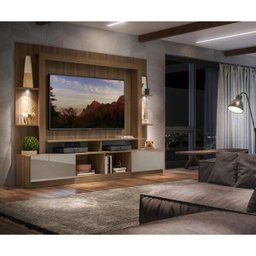 Rack Estante TV 65 Polegadas com Leds Berlim Multimóveis Madeirado/Lacca Fumê - 7