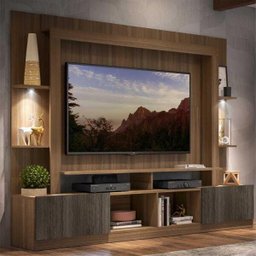 Rack Estante TV 65 Polegadas com Leds Berlim Multimóveis Madeirado/Tenerife - 1