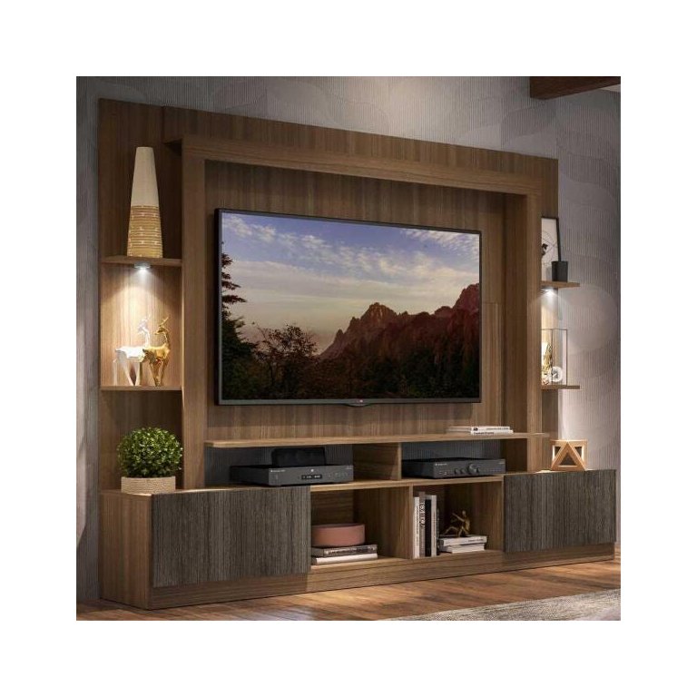 Rack Estante TV 65 Polegadas com Leds Berlim Multimóveis Madeirado/Tenerife