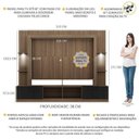 Ver imagem 3 de Rack Estante com Suporte para TV até 65 Polegadas e Leds Berlim Multimóveis Madeirado/Preto