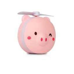 Mini Ventilador Portátil Porquinho com Espelho LED Maquiagem - 5