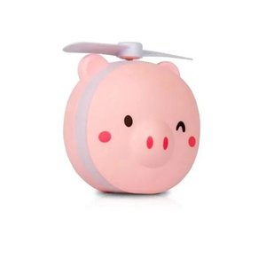 Mini Ventilador Porquinho Portátil com Espelho LED Maquiagem