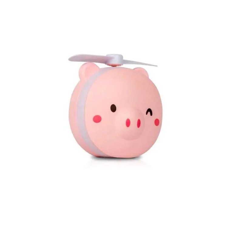 Mini Ventilador Porquinho Portátil com Espelho LED Maquiagem