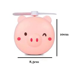 Mini Ventilador Porquinho Portátil com Espelho LED Maquiagem - 2