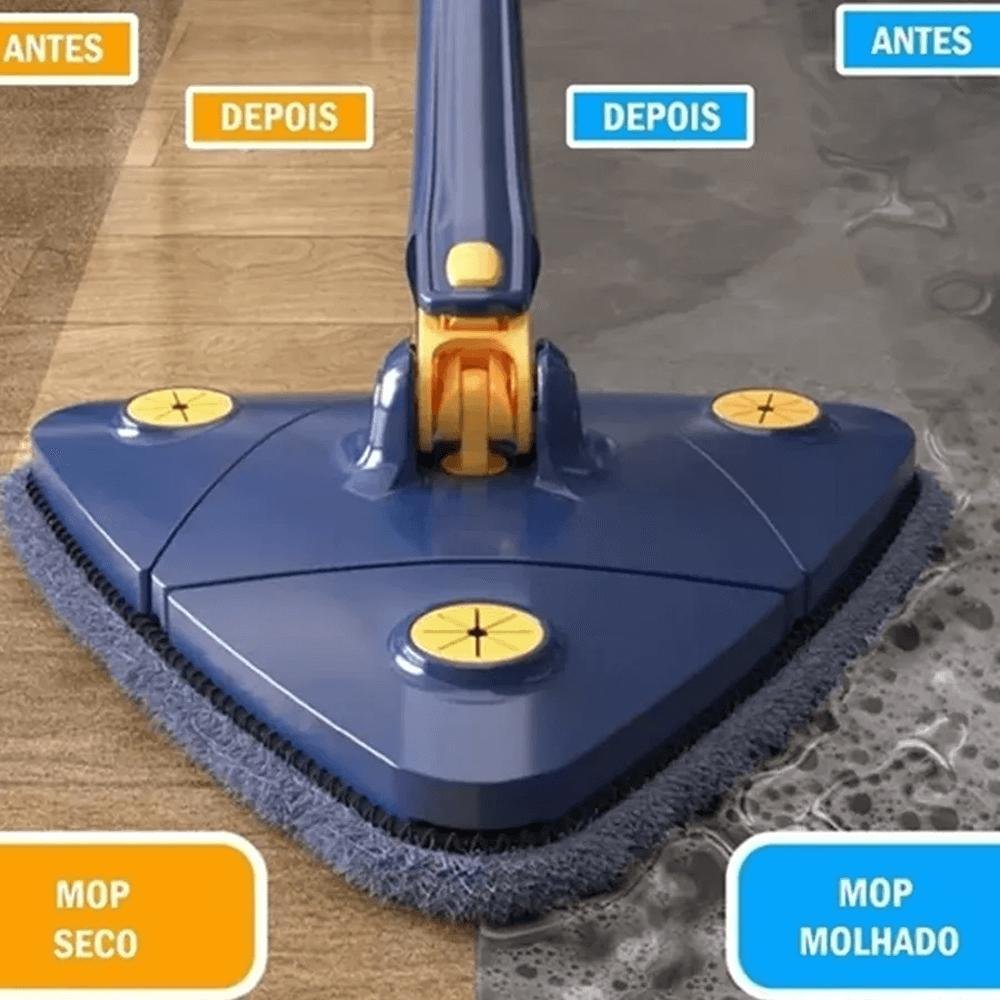 Mop Limpeza Triângulo Ajustável Giratório 360 Esfregão Rodo - 7