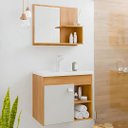 Ver imagem 1 de Conjunto Gabinete de Banheiro com Cuba Mármore e Espelheira:cinamomo/off White