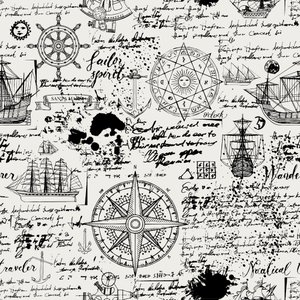 Papel de Parede Temático Vintage Navegação - 1,50x0,50m