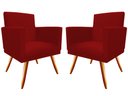 Ver imagem 1 de Kit 2 Poltronas Decorativa Nina Suede Vermelho Pés Madeira Mz Decor